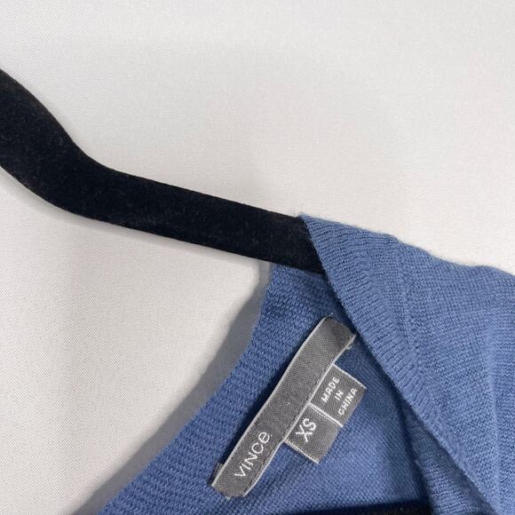 Vince Womens XSmall Blue Double V Neck Lightweight Sweater Wool Cashmere Blend - Picture 7 of 9